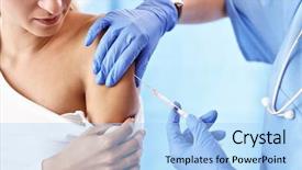  Presentation with injection - Amazing slide deck having graft - adult woman having injection backdrop and a  colored foreground