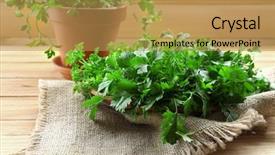  Presentation with sliced fresh papaya on wooden - Beautiful slides featuring graft - fresh parsley in pot backdrop and a gold colored foreground