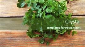  Presentation with sliced fresh papaya on wooden - Theme having graft - fresh parsley on wooden background background and a tawny brown colored foreground