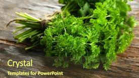  Presentation with sliced fresh papaya on wooden - Slide deck with graft - fresh parsley on wooden background background and a tawny brown colored foreground