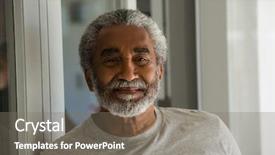  Presentation with house - Cool new PPT theme with grag race - portrait of senior man standing backdrop and a  colored foreground