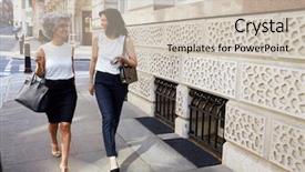  Presentation with street - Presentation theme consisting of grag race - two women walking background and a soft green colored foreground