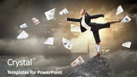  Presentation with diagram - Beautiful presentation featuring grahic - young businesswoman standing on one backdrop and a gray colored foreground