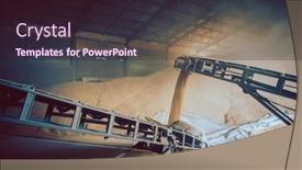  Presentation with conveyor chain and conveyor belt - Theme enhanced with grain-being-transported-on-conveyor background and a wine colored foreground