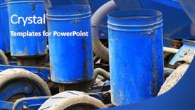  Presentation with bin - Amazing PPT theme having grain bin - detail of a seeding machine backdrop and a teal colored foreground