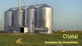  Presentation with farmland - PPT theme having grain bin - farmland silos in arizona background and a tawny brown colored foreground
