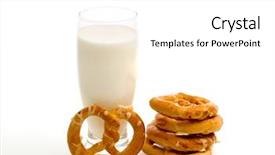  Presentation with healthy breakfast - Presentation theme consisting of grain bin - healthy breakfast tasty pretzels background and a  colored foreground