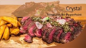  Presentation with packeting grain - PPT theme featuring grain fed grilled tomahawk beef background and a coral colored foreground