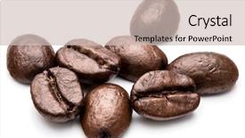  Presentation with coffee beans - PPT layouts consisting of grain group - roasted coffee beans isolated background and a soft green colored foreground