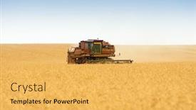  Presentation with field - Presentation design consisting of grain-harvester-combine-work background and a yellow colored foreground