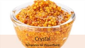  Presentation with bowl - Beautiful PPT layouts featuring grain mustard in transparent glass backdrop and a gold colored foreground