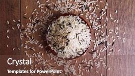  Presentation with rice grain - Presentation theme consisting of grain of rice on plate background and a tawny brown colored foreground