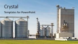  Presentation with agriculture - Presentation theme featuring grain silos for agriculture background and a light blue colored foreground