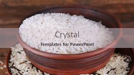  Presentation with rice grains - Audience pleasing slides consisting of grains of rice in bowls on wooden background backdrop and a light gray colored foreground