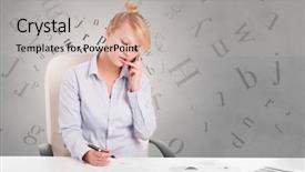  Presentation with grammar - Cool new theme with grammar - business person sitting at desk backdrop and a light gray colored foreground