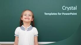  Presentation with school clean - Presentation theme enhanced with grammar - school student girl posing background and a ocean colored foreground