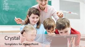  Presentation with educational technology - Audience pleasing PPT layouts consisting of grammar - teacher and students using media backdrop and a lemonade colored foreground