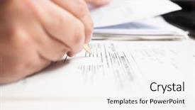  Presentation with grammar - Slide set consisting of grammar book - close-up of a man compiling background and a white colored foreground