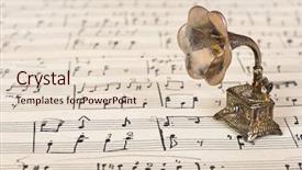  Presentation with gramophone - Presentation theme having gramophone on old sheet music background and a lemonade colored foreground
