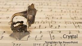  Presentation with gramophone - PPT layouts featuring gramophone on old sheet music background and a soft green colored foreground