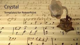  Presentation with gramophone - Amazing presentation having gramophone on old sheet music retro background backdrop and a coral colored foreground