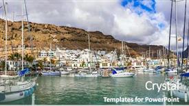  Presentation with best - Audience pleasing presentation consisting of canary - picturesque marina and town backdrop and a ocean colored foreground