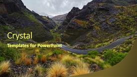  Presentation with green mountains - Cool new PPT theme with gran-canaria-island-mountains backdrop and a tawny brown colored foreground
