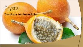  Presentation with passion fruit - Slide set featuring granadilla-with-leaves-and-passion background and a gold colored foreground