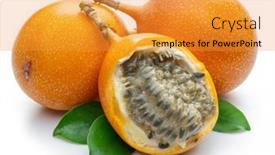  Presentation with passion fruit - Cool new slides with granadilla-with-leaves-and-passion backdrop and a gold colored foreground