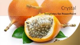  Presentation with passion fruit - Slides featuring granadilla-with-leaves-and-passion background and a yellow colored foreground