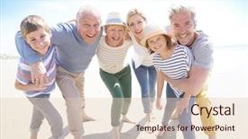  Presentation with apple and family - PPT layouts with grand - portrait of happy intergenerational family background and a lemonade colored foreground