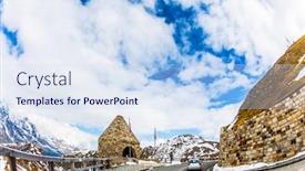  Presentation with mountain road up hill - Cool new presentation theme with grand austrian alps gorgeous grossglocknerstrasse decorative turret at the turn of the road dizzy turns of mountain serpentine the concept of active ecological and photo tourism backdrop and a sky blue colored foreground