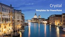  Presentation with canal - Colorful presentation theme enhanced with grand canal and basilica santa maria della salute venice italy backdrop and a teal colored foreground