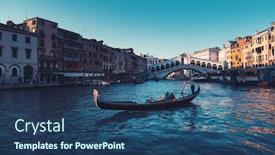  Presentation with canal - Audience pleasing presentation design consisting of grand-canal-in-sunset-time backdrop and a ocean colored foreground