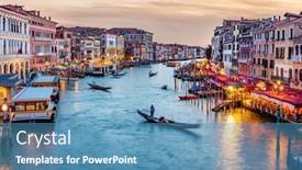  Presentation with boats - PPT layouts enhanced with grand-canal-in-venice-italy background and a teal colored foreground