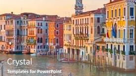  Presentation with canal - PPT layouts with grand canal in venice in the evening italy background and a coral colored foreground