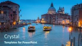  Presentation with architecture city - Presentation theme featuring grand-canal-of-venice-city background and a ocean colored foreground