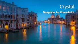  Presentation with architecture city - Cool new slide set with grand-canal-of-venice-city backdrop and a teal colored foreground