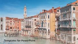  Presentation with canal - PPT layouts with grand-canal-on-sunny-day background and a coral colored foreground