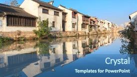 Presentation with old china - Audience pleasing PPT layouts consisting of grand canal suzhou jiangsu china backdrop and a ocean colored foreground