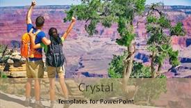  Presentation with tourists - Beautiful slide set featuring grand-canyon-hikers-tourists-couple backdrop and a coral colored foreground