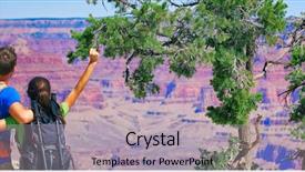  Presentation with grand canyon - Colorful slide set enhanced with grand canyon hikers tourists couple backdrop and a  colored foreground