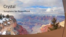  Presentation with grand canyon - PPT theme having grand canyon panorama view in winter with snow and clear blue sky background and a light blue colored foreground