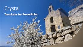  Presentation with saint - Theme consisting of grand-cru-vineyard-and-chapel background and a ocean colored foreground