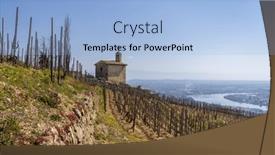  Presentation with saint - Presentation having grand-cru-vineyard-and-chapel background and a light blue colored foreground