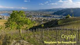  Presentation with vineyard - PPT theme with grand-cru-vineyard-and-chapel background and a tawny brown colored foreground