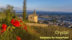  Presentation with vineyard - PPT theme featuring grand-cru-vineyard-and-chapel background and a tawny brown colored foreground