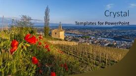  Presentation with vineyard - Slide deck consisting of grand-cru-vineyard-and-chapel and a teal colored foreground