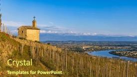  Presentation with vineyard - PPT theme featuring grand-cru-vineyard-and-chapel background and a tawny brown colored foreground