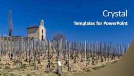  Presentation with vineyard - PPT theme having grand-cru-vineyard-and-chapel background and a dark gray colored foreground